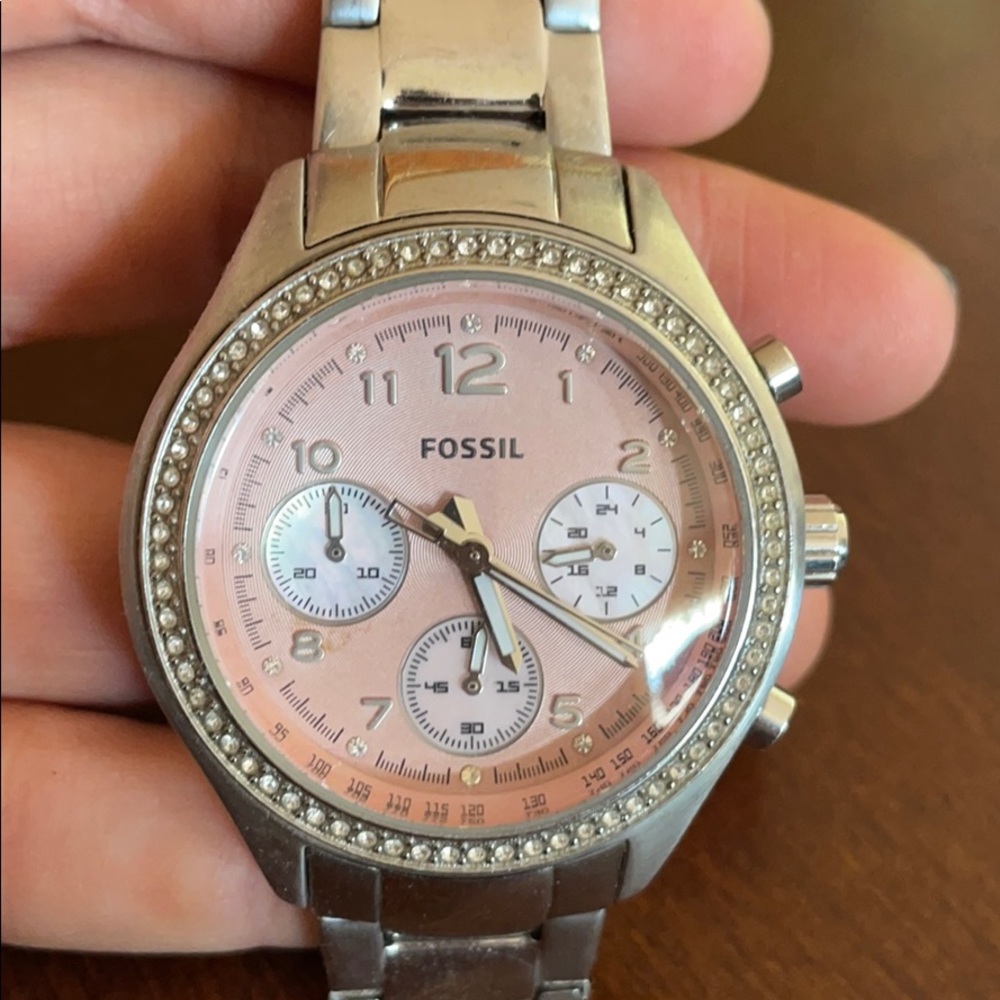 Silver and pink Fossil Watch